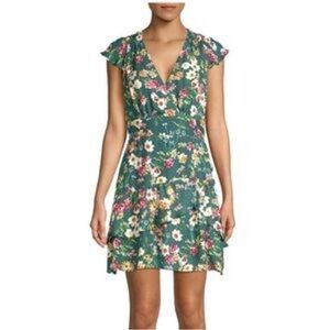 PARKER Green Silk Floral Prints Party Dress Size 2